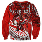 Personalised St George Illawarra Dragons Sweatshirt Polynesian Tribal Art Style With Fierce Red Dragon Mascot
