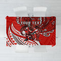 Personalised St George Illawarra Dragons Tablecloth Polynesian Tribal Art Style With Fierce Red Dragon Mascot