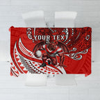 Personalised St George Illawarra Dragons Tablecloth Polynesian Tribal Art Style With Fierce Red Dragon Mascot