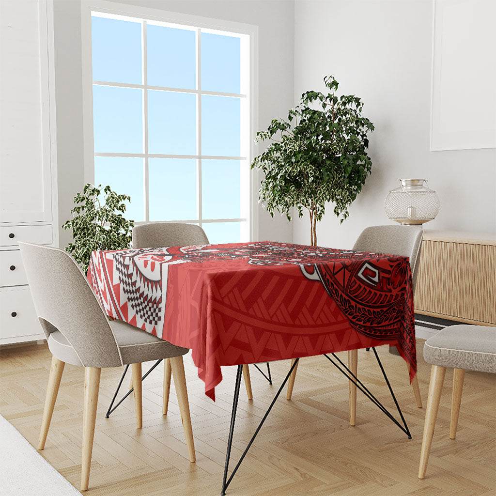 Personalised St George Illawarra Dragons Tablecloth Polynesian Tribal Art Style With Fierce Red Dragon Mascot