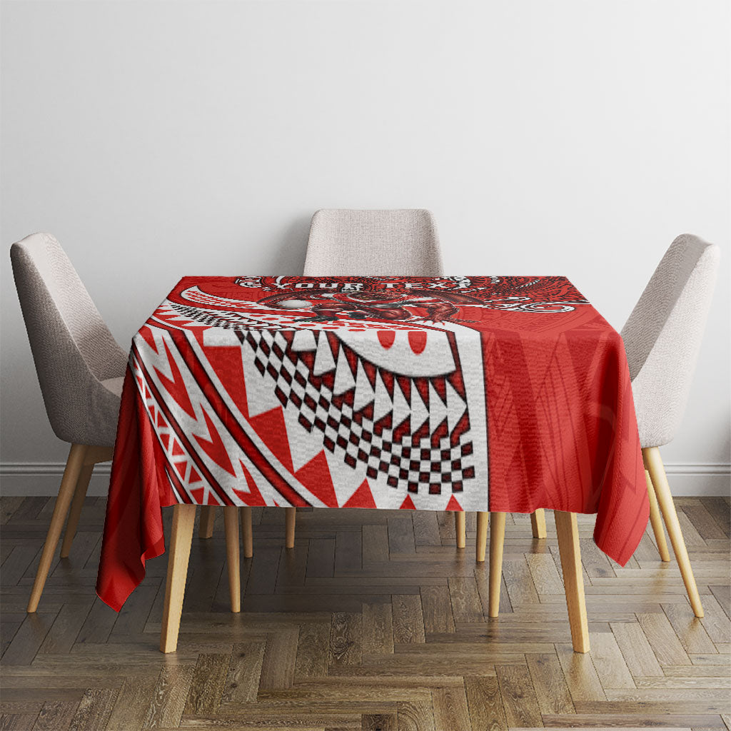 Personalised St George Illawarra Dragons Tablecloth Polynesian Tribal Art Style With Fierce Red Dragon Mascot