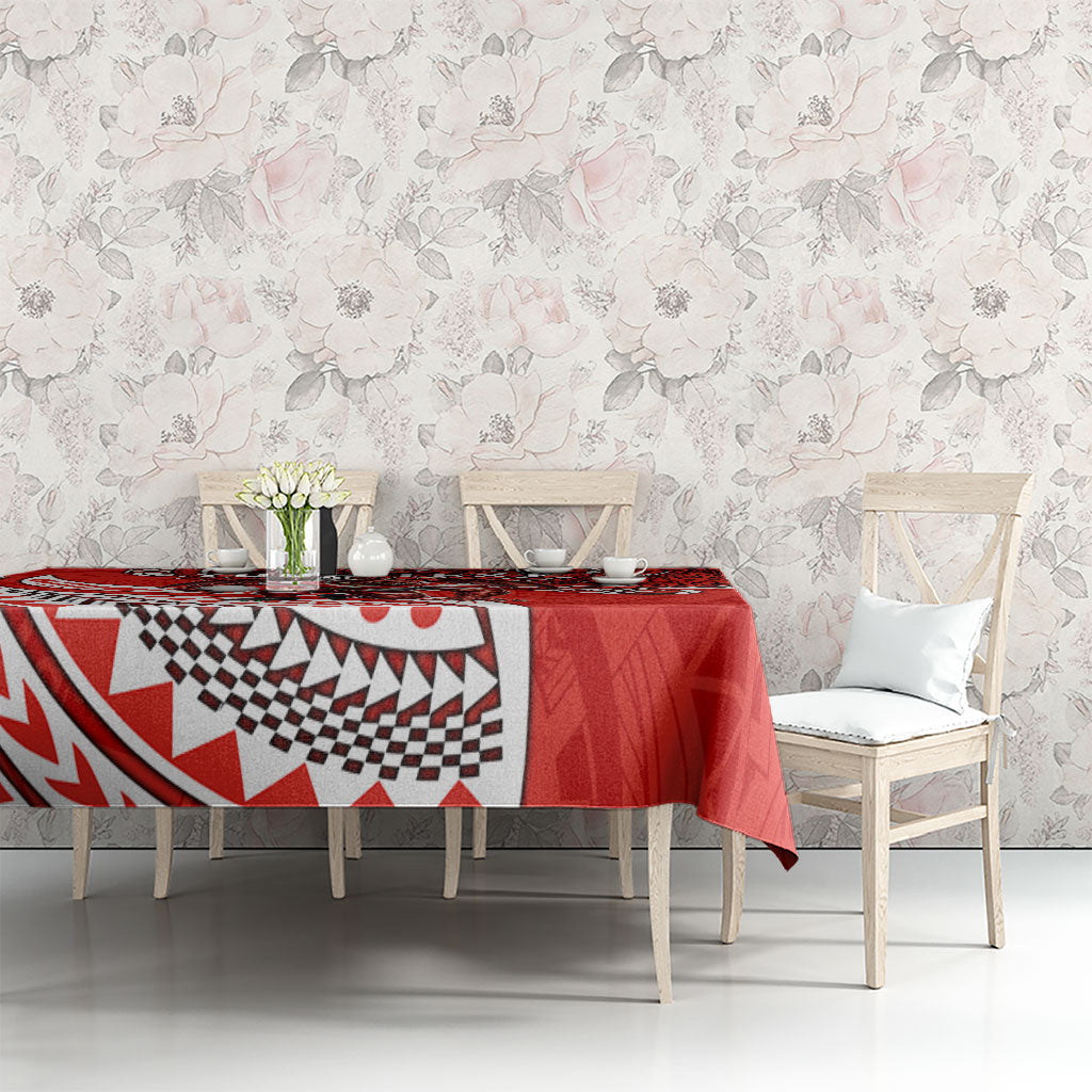 Personalised St George Illawarra Dragons Tablecloth Polynesian Tribal Art Style With Fierce Red Dragon Mascot