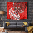 Personalised St George Illawarra Dragons Tapestry Polynesian Tribal Art Style With Fierce Red Dragon Mascot