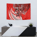 Personalised St George Illawarra Dragons Tapestry Polynesian Tribal Art Style With Fierce Red Dragon Mascot