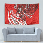 Personalised St George Illawarra Dragons Tapestry Polynesian Tribal Art Style With Fierce Red Dragon Mascot