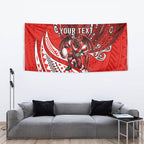 Personalised St George Illawarra Dragons Tapestry Polynesian Tribal Art Style With Fierce Red Dragon Mascot