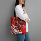 Personalised St George Illawarra Dragons Tote Bag Polynesian Tribal Art Style With Fierce Red Dragon Mascot