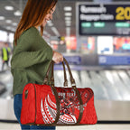 Personalised St George Illawarra Dragons Travel Bag Polynesian Tribal Art Style With Fierce Red Dragon Mascot