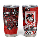 Personalised St George Illawarra Dragons Tumbler Cup Polynesian Tribal Art Style With Fierce Red Dragon Mascot