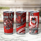 Personalised St George Illawarra Dragons Tumbler Cup Polynesian Tribal Art Style With Fierce Red Dragon Mascot