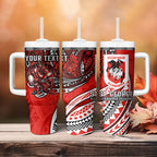 Personalised St George Illawarra Dragons Tumbler With Handle Polynesian Tribal Art Style With Fierce Red Dragon Mascot
