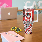 Personalised St George Illawarra Dragons Tumbler With Handle Polynesian Tribal Art Style With Fierce Red Dragon Mascot