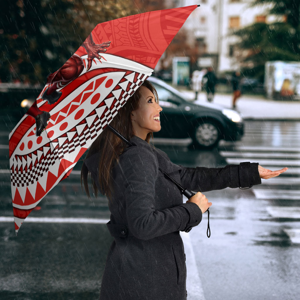 Personalised St George Illawarra Dragons Umbrella Polynesian Tribal Art Style With Fierce Red Dragon Mascot