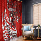 Personalised St George Illawarra Dragons Window Curtain Polynesian Tribal Art Style With Fierce Red Dragon Mascot