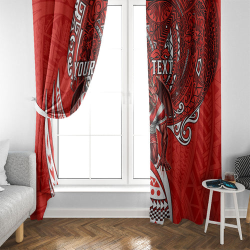 Personalised St George Illawarra Dragons Window Curtain Polynesian Tribal Art Style With Fierce Red Dragon Mascot