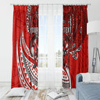 Personalised St George Illawarra Dragons Window Curtain Polynesian Tribal Art Style With Fierce Red Dragon Mascot