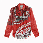 Personalised St George Illawarra Dragons Women Casual Shirt Polynesian Tribal Art Style With Fierce Red Dragon Mascot