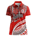 Personalised St George Illawarra Dragons Women Polo Shirt Polynesian Tribal Art Style With Fierce Red Dragon Mascot