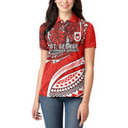 Personalised St George Illawarra Dragons Women Polo Shirt Polynesian Tribal Art Style With Fierce Red Dragon Mascot