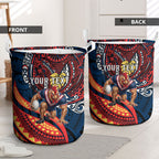 Personalised Sydney Roosters Laundry Basket Polynesian Tribal Art Style With Aggressive Rooster Mascot