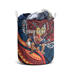 Personalised Sydney Roosters Laundry Basket Polynesian Tribal Art Style With Aggressive Rooster Mascot