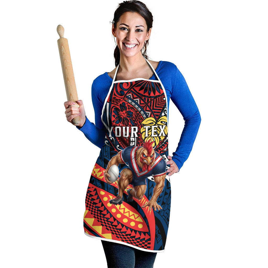 Personalised Sydney Roosters Apron Polynesian Tribal Art Style With Aggressive Rooster Mascot