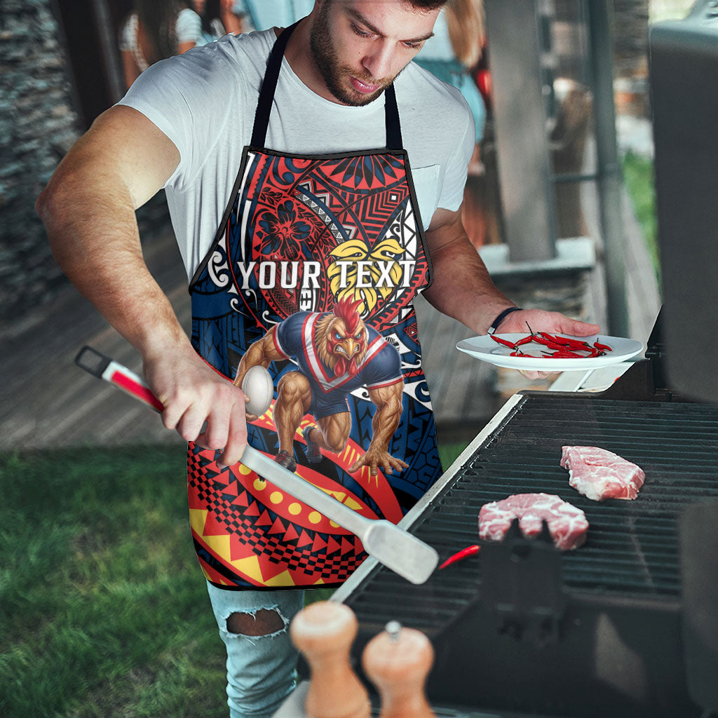 Personalised Sydney Roosters Apron Polynesian Tribal Art Style With Aggressive Rooster Mascot