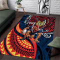 Personalised Sydney Roosters Area Rug Polynesian Tribal Art Style With Aggressive Rooster Mascot