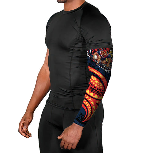 Personalised Sydney Roosters Arm Sleeves Polynesian Tribal Art Style With Aggressive Rooster Mascot