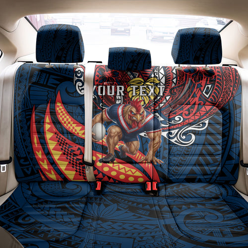 Personalised Sydney Roosters Back Car Seat Cover Polynesian Tribal Art Style With Aggressive Rooster Mascot