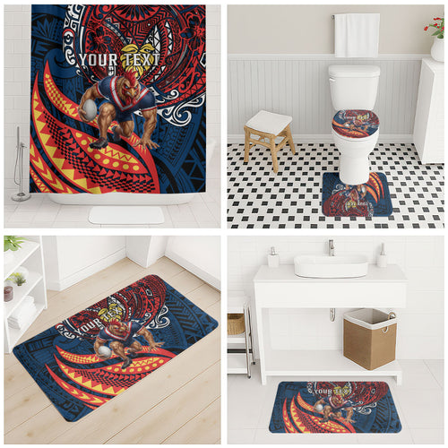 Personalised Sydney Roosters Bathroom Set Polynesian Tribal Art Style With Aggressive Rooster Mascot