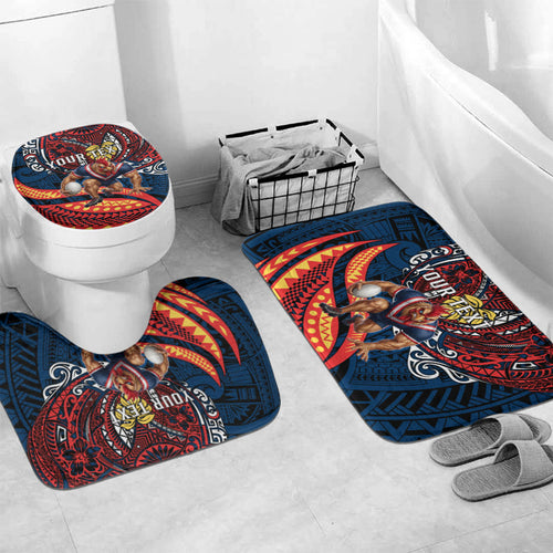 Personalised Sydney Roosters Bathroom Set Polynesian Tribal Art Style With Aggressive Rooster Mascot