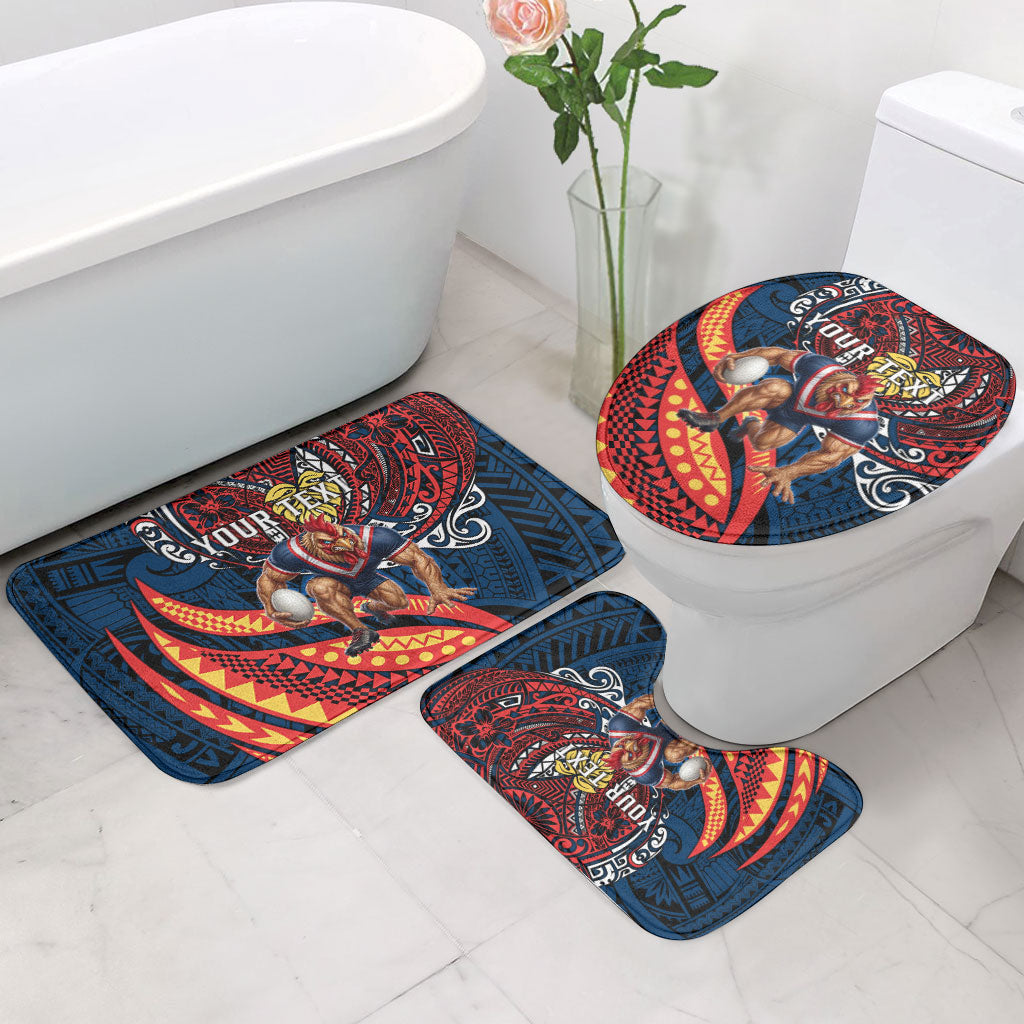Personalised Sydney Roosters Bathroom Set Polynesian Tribal Art Style With Aggressive Rooster Mascot