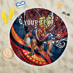 Personalised Sydney Roosters Beach Blanket Polynesian Tribal Art Style With Aggressive Rooster Mascot