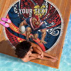 Personalised Sydney Roosters Beach Blanket Polynesian Tribal Art Style With Aggressive Rooster Mascot