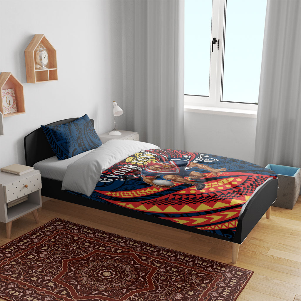 Personalised Sydney Roosters Bedding Set Polynesian Tribal Art Style With Aggressive Rooster Mascot