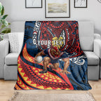 Personalised Sydney Roosters Blanket Polynesian Tribal Art Style With Aggressive Rooster Mascot