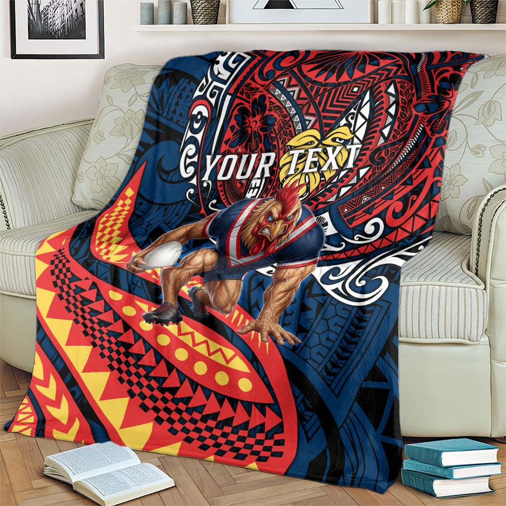 Personalised Sydney Roosters Blanket Polynesian Tribal Art Style With Aggressive Rooster Mascot