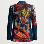 Personalised Sydney Roosters Blazer Polynesian Tribal Art Style With Aggressive Rooster Mascot