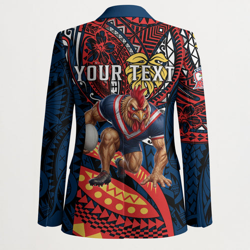 Personalised Sydney Roosters Blazer Polynesian Tribal Art Style With Aggressive Rooster Mascot