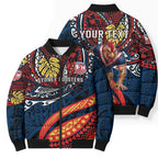 Personalised Sydney Roosters Bomber Puffer Jacket Polynesian Tribal Art Style With Aggressive Rooster Mascot