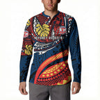 Personalised Sydney Roosters Button Sweatshirt Polynesian Tribal Art Style With Aggressive Rooster Mascot