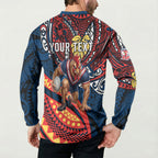 Personalised Sydney Roosters Button Sweatshirt Polynesian Tribal Art Style With Aggressive Rooster Mascot