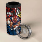 Personalised Sydney Roosters 4 in 1 Can Cooler Tumbler Polynesian Tribal Art Style With Aggressive Rooster Mascot