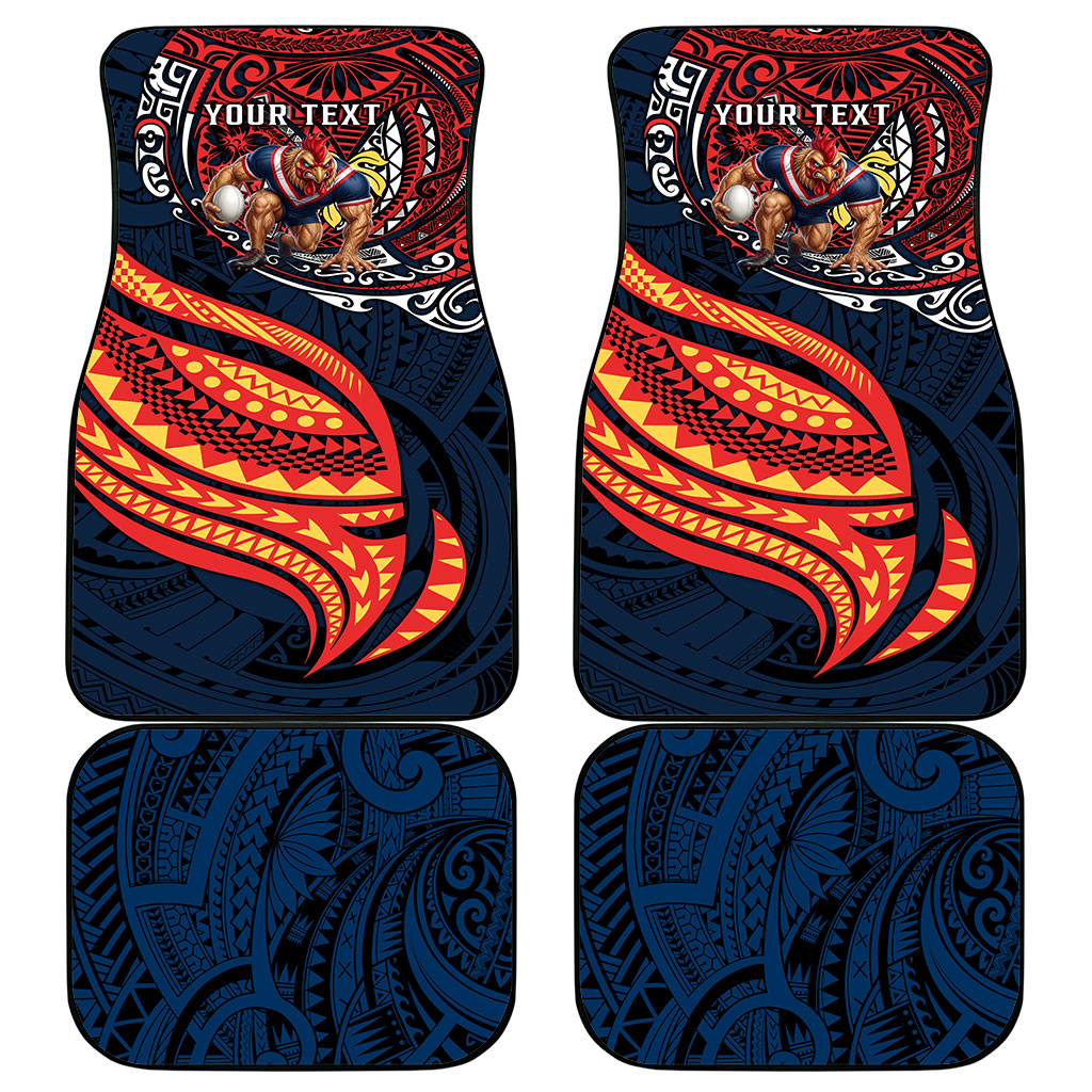 Personalised Sydney Roosters Car Mats Polynesian Tribal Art Style With Aggressive Rooster Mascot