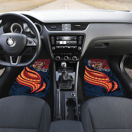 Personalised Sydney Roosters Car Mats Polynesian Tribal Art Style With Aggressive Rooster Mascot