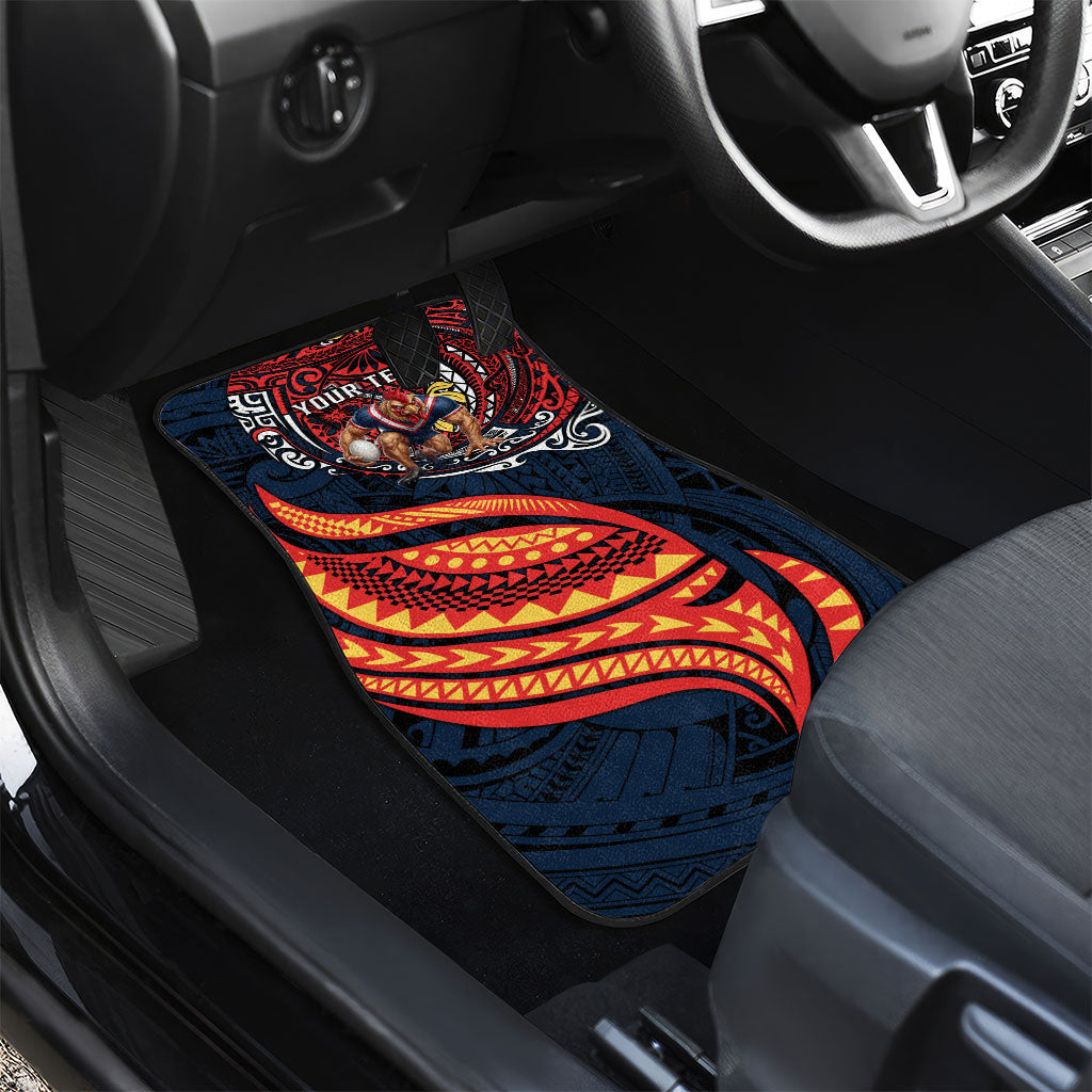 Personalised Sydney Roosters Car Mats Polynesian Tribal Art Style With Aggressive Rooster Mascot