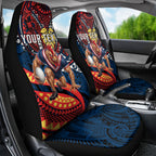 Personalised Sydney Roosters Car Seat Cover Polynesian Tribal Art Style With Aggressive Rooster Mascot