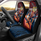 Personalised Sydney Roosters Car Seat Cover Polynesian Tribal Art Style With Aggressive Rooster Mascot