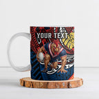 Personalised Sydney Roosters Ceramic Mug Polynesian Tribal Art Style With Aggressive Rooster Mascot